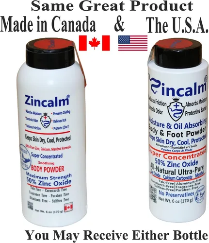 Vista 4 de Zincalm - Polvo totalmente natural para cuerpo y pies, concentrado 50% de zinc, sin almidón de maíz, absorción de humedad, antirozaduras, fricción