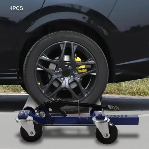 Vista 7 de Carretilla de rueda de automóvil, carrito de carga automática resistente con pedal de trinquete, capacidad de 1300 libras, paquete de 4