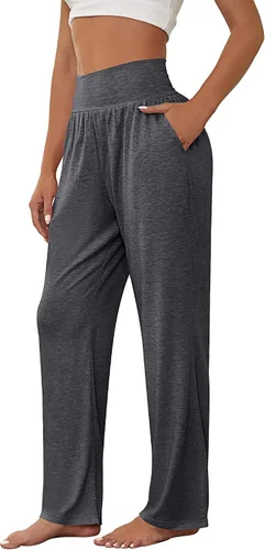 Vista 4 de Neer 3 piezas de pantalones de yoga de pierna ancha para mujer, cómodos, holgados, de cintura alta, pantalones deportivos casuales