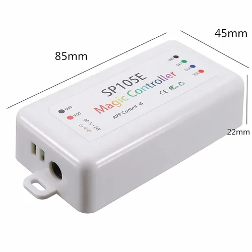 Vista 2 de VIPMOON Controlador Bluetooth inalámbrico SP105E, controlador de luz LED DC5V ~ 24V WS2812B controlador para WS2811 WS2812B SK6812 LED tira pixel
