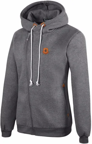 Vista 3 de Newbestyle Sudaderas con capucha para mujer, con cremallera oblicua, forro polar