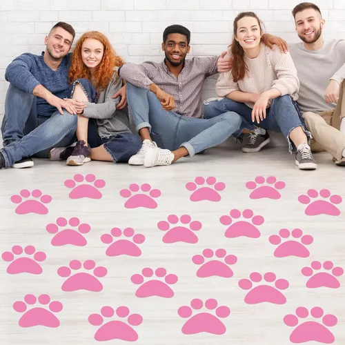 Vista 16 de ReliThick 30 Piezas Calcomanías de Suelo con Huellas de Patas 7.5" Huellas de Patas Grandes Adhesivo de Pared Autoadhesivo Calcomanía de Suelo