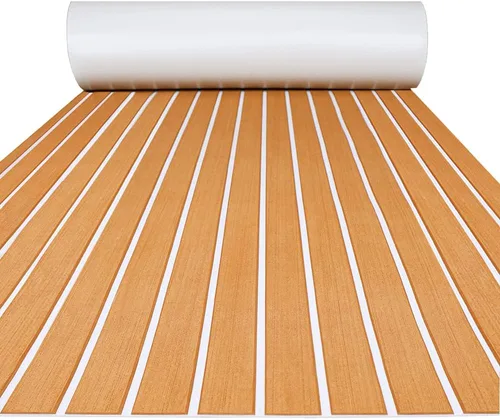 Vista 16 de FOCEAN Boat Flooring EVA Foam Boat Decking Faux Teak Marine Flooring Marine Mat Sheet for Motorboat Jon Boats Bass Boat RV Kayak, 94.5"x