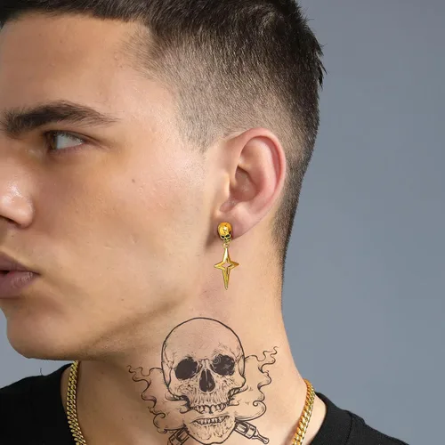 Vista 2 de U7 Stainless SteelBlack18K Gold Plated Personalized Gothic Skull Studs Earrings, Snake Stud Earrings, Goat Devil Earrings, Wolf Earrings Halloween