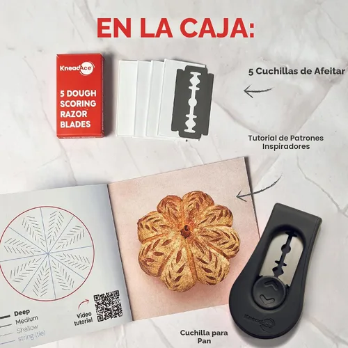 Vista 8 de Kit de Inicio de Masa Madre KneadAce – Tarro de Inicio de 24oz, 2 Cestas de Prueba Banneton de Cuerda de Algodón, Lama Magnética para Cortar