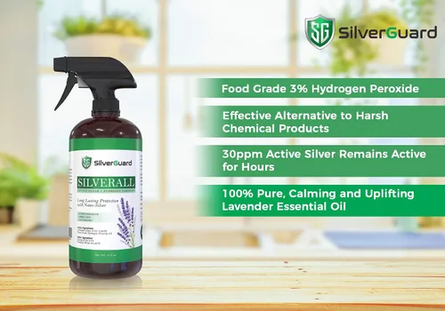 Vista 2 de SilverAll - Limpiador mejorado de peróxido de hidrógeno + plata activa, limpiador multiusos con protector plateado de larga duración, peróxido