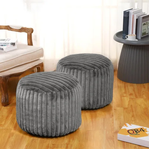 Vista 7 de Teenyyou 2 Piezas Funda de Puf Sin Relleno de 20 x 15 Pulgadas Reposapiés Otomán - Sin Relleno, Piel Sintética de Conejo Taburete Reposapiés Puf