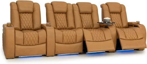 Vista 213 de Seatcraft Asiento de cine en casa Diamante Marrón Reclinable Individual