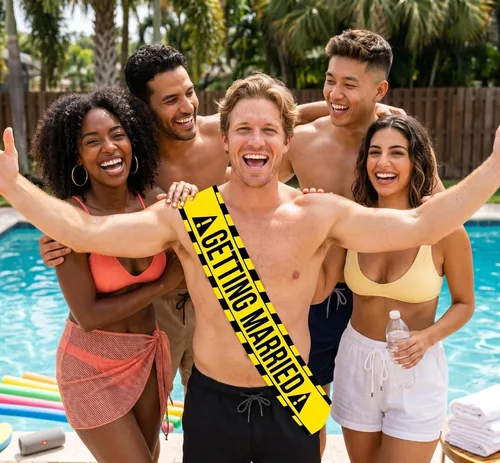 Vista 4 de Sterling James Co. Juego de bandas para novio y novia, divertida banda de despedida de soltero y despedida de soltera, decoraciones para fiestas