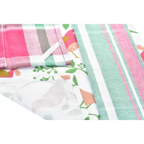 Vista 4 de Set de Paños DKD Home Decor Marrón Rojo Verde Beige 60 x 0,5 x 40 cm Flores Pájaros