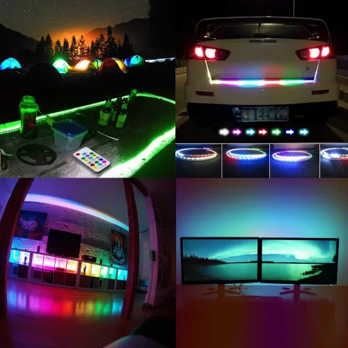 Vista 4 de Tiras de Luces LED USB RGB Arcoíris Persiguiendo Tiras de Luces LED TV Retroiluminación con Control Remoto de 17 Teclas Tiras de Luces Cambiables