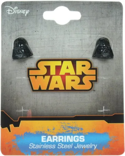Vista 2 de Star Wars Joyas Unisex 3D Darth Vader Pendientes de tuerca de acero inoxidable, Metal, No es una piedra preciosa