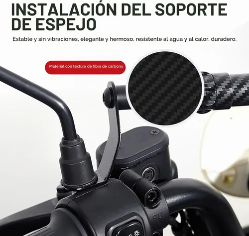 Vista 5 de 1 barra transversal para motocicleta, extensión de manillar ajustable de 11.8 a 17.7 pulgadas para soporte de montaje de teléfono, extensión