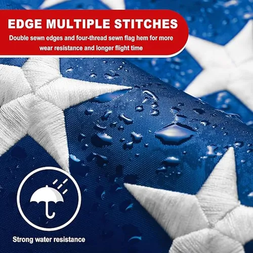 Vista 6 de Bandera estadounidense de 2.5 x 4 pies, bandera para el porche delantero, con estrellas bordadas, rayas cosidas, ojales de latón, material de nailon