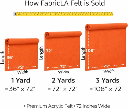 Vista 4 de FabricLA - Tela de fieltro acrílico Material suave, no rígido 72 pulgadas de ancho, 1.6 mm de grosor Fieltro por yarda para manualidades