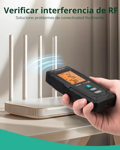 Vista 4 de ERICKHILL Detector EMF 3 en 1, detector de radiación de campo electromagnético para EF, RF, MF, WiFi, señal 5G, modos de alarma triple, carga tipo