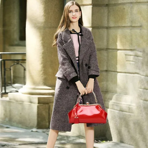Vista 3 de YOUNXSL Bolso de mano de charol brillante para mujer, bolso de mano con asa superior, bolso de hombro de noche, bolso de boda, bolso retro