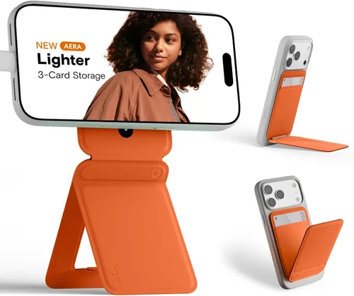 Vista 80 de MOFT Soporte de trípode para teléfono para iPhone, soporte para iPhone multiángulo, soporte para teléfono ligero y portátil, imanes fuertes, cuero