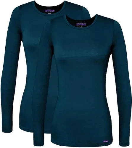 Vista 19 de Sivvan Scrubs for Women - Long Sleeve Comfort Underscrub Tee 2-Pack Negro