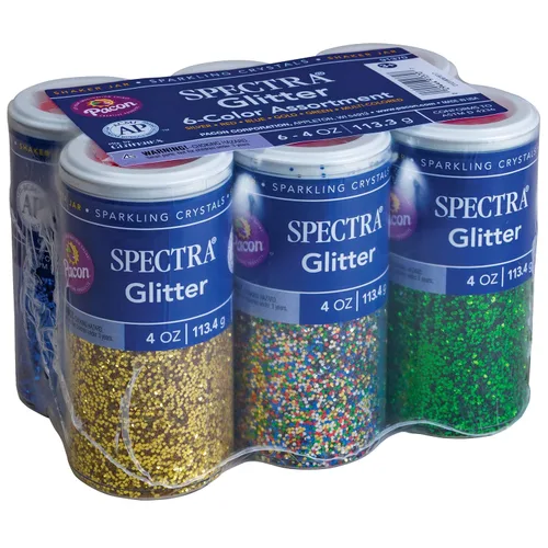 Vista 6 de Spectra Arts & Crafts - Surtido de purpurina, 6 colores surtidos, 0.75 onzas, 12 frascos