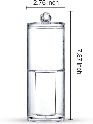 Vista 5 de SheeChung juego de dispensador de cotonetes - frascos de boticario de baño de plástico acrílico transparente para bolas de algodón, hisopos