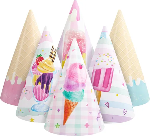 Vista 11 de WERNNSAI 12 Pcs Birthday Party Hats Assorted Themes Cone Paper Headbands Multiple Styles, Easy to Assemble with Elastic Strings, Kids Birthday