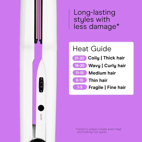 Vista 4 de Conair - Plancha para el cabello, doble cerámica, platos extra anchos de 1 Blanco