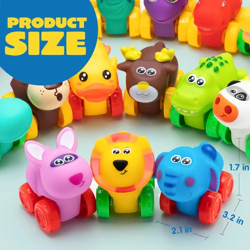 Vista 2 de JOYIN Coches de Animales, Juguete de Set de Coches de Goma Suave, Mini Vehículos para Bebés, Coche de Juguete de Baño para Niños y Niñas, Regalo