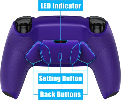 Vista 6 de eXtremeRate Galactic Purple Rubberized Grip Programable RISE4 Remap Kit for PS5 Controller BDM-010 BDM-020, Upgrade Board & Redesigned Back Shell &