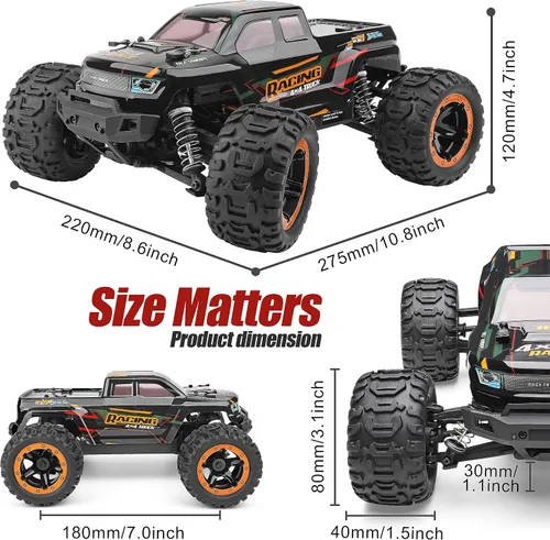 Vista 6 de HAIBOXING Coche de control remoto 16889, escala 1:16, 2.4 GHz, autos RC 4x4, camiones todoterreno, camión monstruo RC RTR a prueba de agua, 36 KM/H