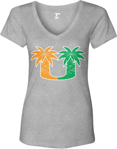 Vista 5 de Palm Trees - College Sports Miami - Camiseta con cuello en V para mujer Negro