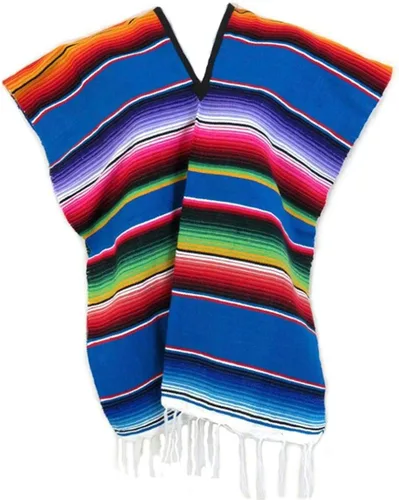 Vista 2 de Del Mex Disfraz de poncho mexicano para niños pequeños de 2 a 14 años