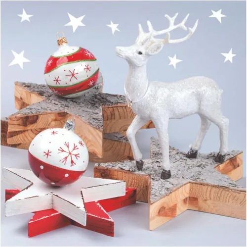 Vista 11 de Servilletas de papel de 20 unidades de 13 x 13 pulgadas para Navidad, 3 capas, estampado de campanas y velas, servilletas de cóctel para fiestas