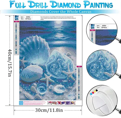 Vista 2 de bleihum Diamond Art Beach - Kits de pintura de diamantes oceánicos para adultos, manualidades y manualidades con gemas 5D para adultos