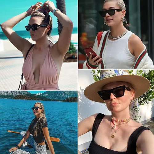 Vista 4 de mosanana Gafas de sol cuadradas con diseño de ojo de gato para mujer, modelo de estilo moderno-SHINE