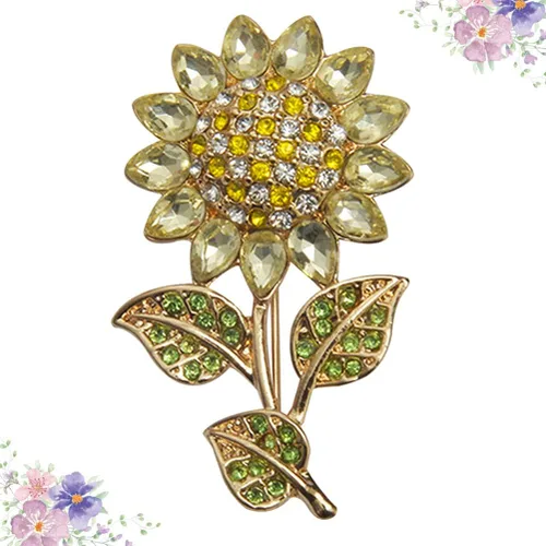 Vista 9 de Generic Women Sun Flower Lapel Pin Sunflower Shape Brooch Crystal Elegant Plant Flower Rhinestone Brooch for Ladies Girls Backpack Clothes Hat Bag