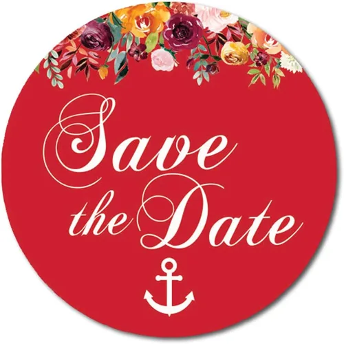 Vista 12 de Darling Souvenir 45 piezas amarillo redondo floral & Anchor Save the Date pegatinas DIY sobre Sellos - 1.6 pulgadas