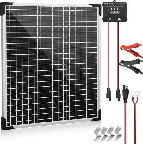 Vista 10 de Voltset - Kit de panel solar de 30 W 24 V, mantenedor de batería solar con controlador de carga MPPT soporte ajustable, cargador de batería solar