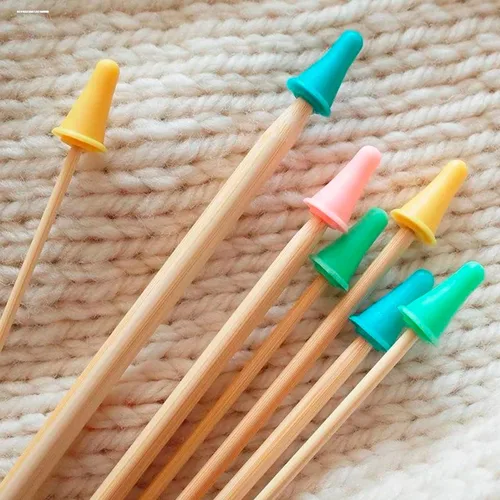 Vista 4 de 100 protectores de puntos de agujas de tejer, tapones de punta de aguja de silicona para principiantes, tejer, manualidades, bricolaje