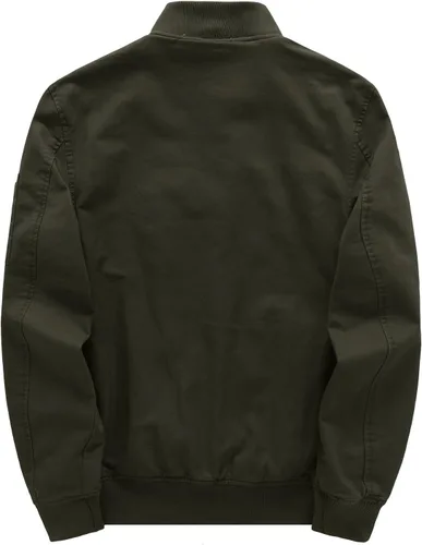 Vista 2 de WenVen Chaqueta bomber de algodón ligero para hombre, rompevientos militar casual