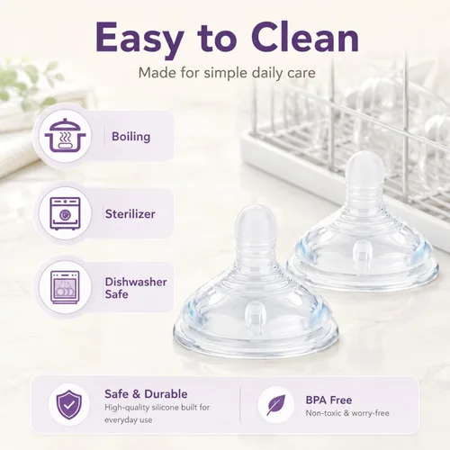 Vista 6 de Boquilla de repuesto (S) para biberones anticólicos Tommee Tippee Natural Start, flujo lento 1M+ pezones de silicona para biberones, 4