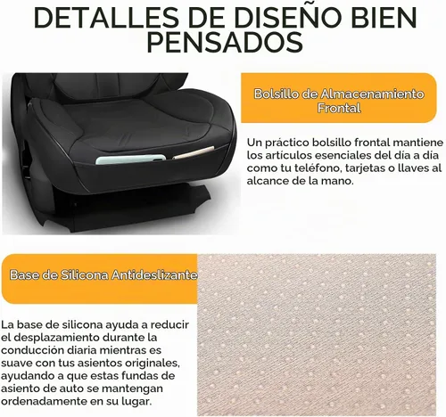 Vista 4 de CAPITAUTO Juego completo de fundas de asiento de automóvil, fundas de asiento negras para automóvil con soporte lumbar, fundas de asiento