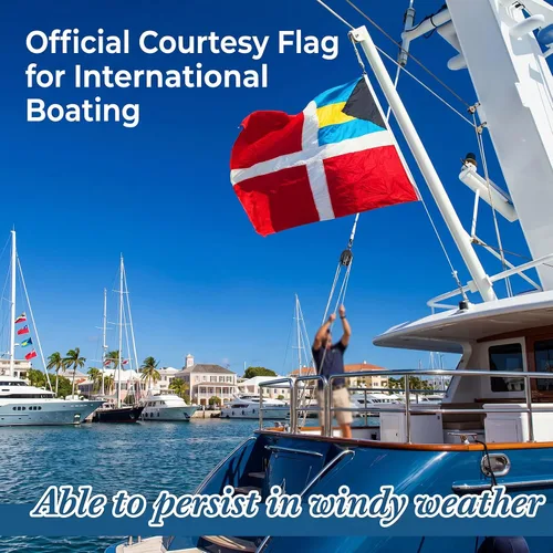 Vista 2 de Irenare 1 bandera de las Bahamas de las Bahamas de cortesía de poliéster para barcos registrados que visitan aguas extranjeras (12 x 18 pulgadas)