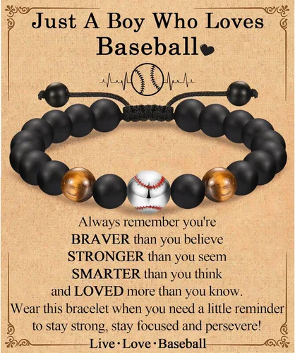 Vista 27 de EFVISD Pulsera de fútbol, baloncesto, béisbol, hockey para regalos para niños jugadores amantes de equipos, hijo, nieto, hermano, sobrino, amigo