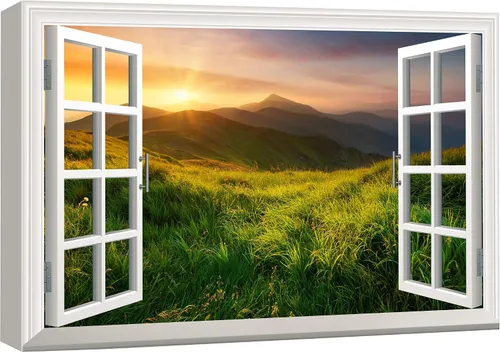 Vista 47 de Cuadro decorativo con diseño de ventana moderna blanca con vista, de la marca Wall26®
