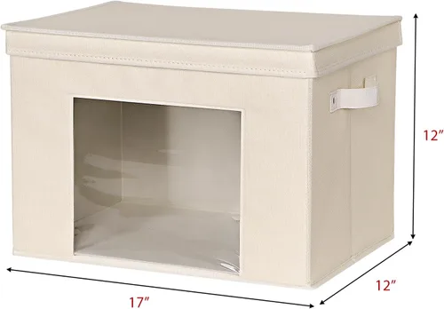 Vista 2 de Univivi Cajas de Almacenamiento de Tela Plegables Grandes Contenedores de Almacenamiento con Tapas [Paquete de 4] Cubos de Almacenamiento Plegables