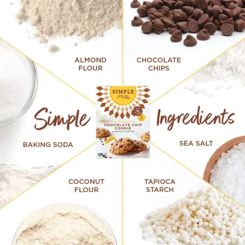 Vista 8 de Simple Mills Mezcla de harina de almendra para hornear, masa de galletas con chispas de chocolate - Sin gluten, a base de plantas, 9.4 onzas