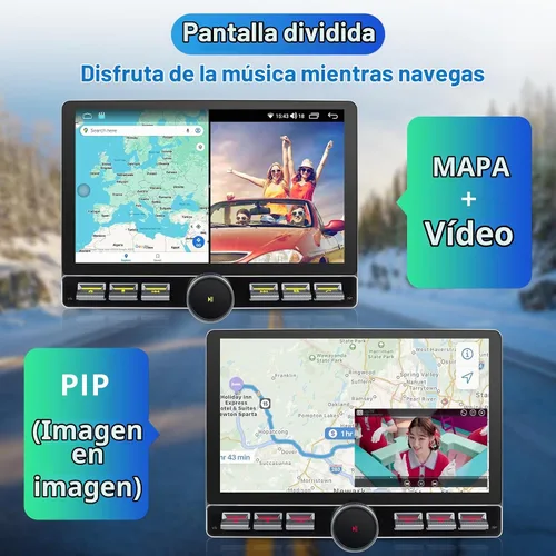 Vista 7 de Radio Android Single DIN inalámbrica Carplay Android Auto 8-Core 10.1 pulgadas pantalla táctil estéreo de coche con pantalla táctil flotante