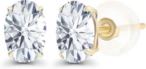 Vista 41 de Aretes de plata de ley 925 maciza chapados en oro de 0.276 x 0.197 in ovalados con piedra natal genuina para mujer, aretes de tuerca con piedras