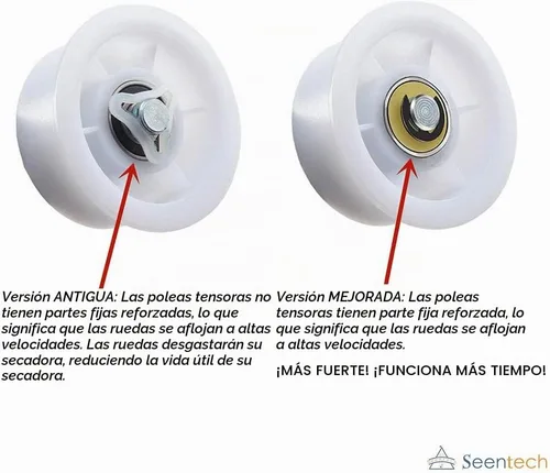 Vista 6 de Seentech - Polea tensora de secadora mejorada DC93-00634A, resorte de tensión DC61-01215B DC61-01215B, compatible con secadora Samsung, reemplazo